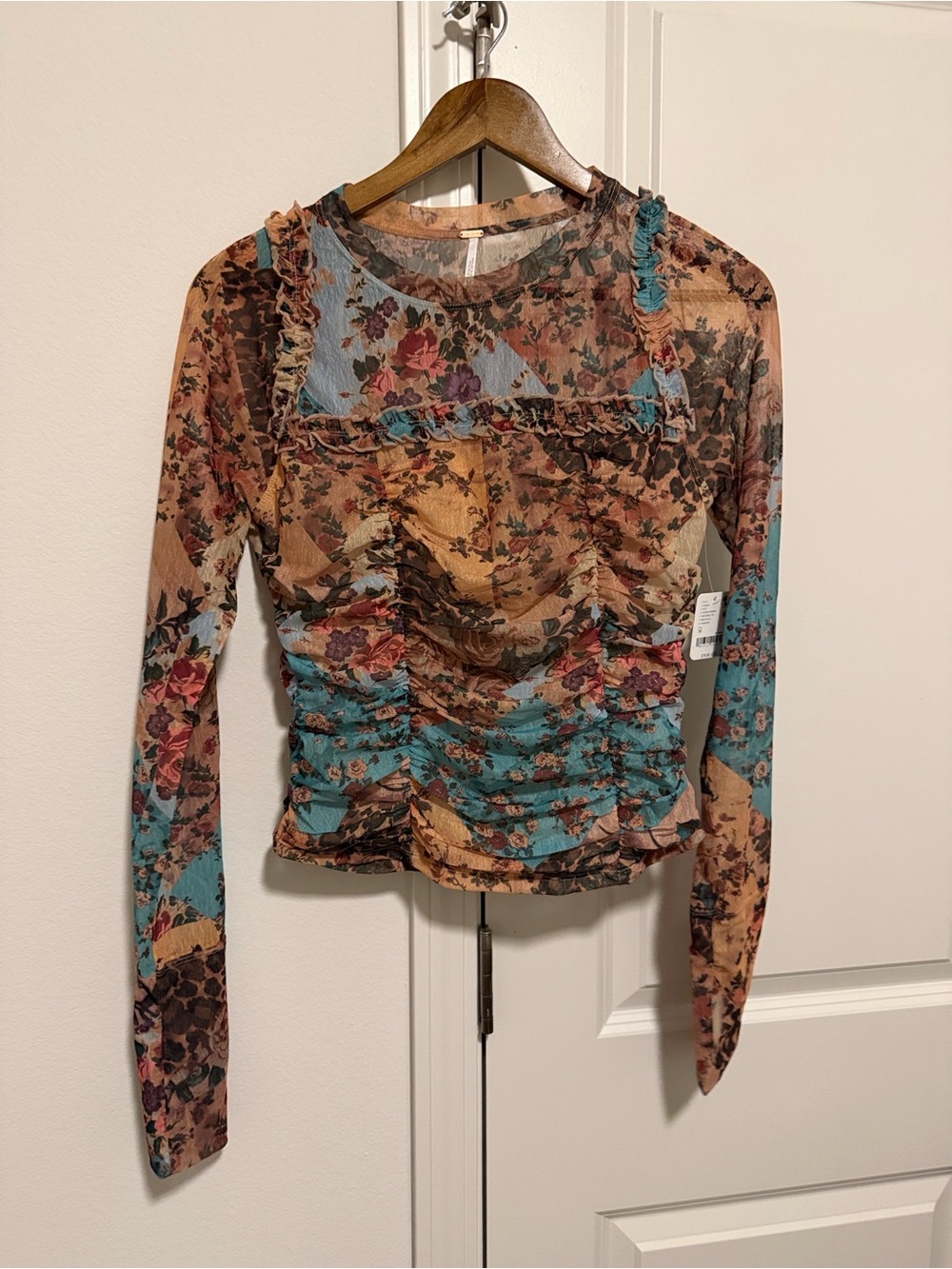 Free People Long Sleeve Ruched Top